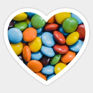 Vintage Colorful Candy Chocolate Photograph Heart Sticker